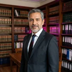 Abogado en la biblioteca de su despacho