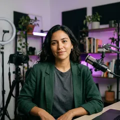 Creadora de contenido en su estudio de grabación